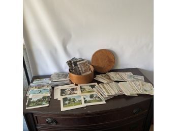 Huge Lot Of Vintage Postcards And Wooden Box (TD)