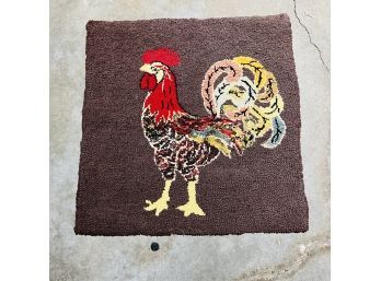 Vintage Hand Hooked Wool Rooster Piece 15' (TD)
