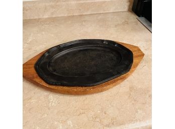 Cast Iron Platter On Wood Tray (Kitchen)