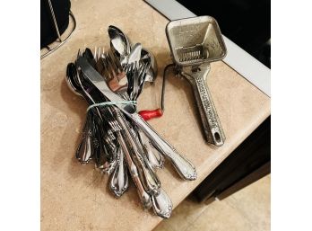 Mixed Cutlery Pieces And Vintage Grating Tool (Kitchen)