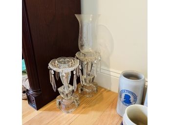 Vintage Glass Candle Holder Pair  (Bedroom 2)