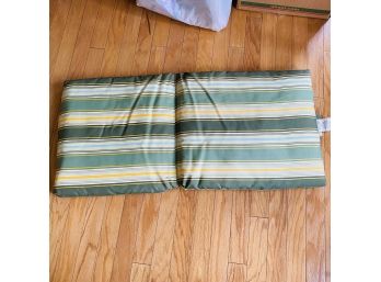 Yellow And Green Striped Outdoor Seat Cushion (Living Room)