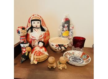 Japanese Ceramics And Figures, Plus American Red Glass  (Bedroom 2)