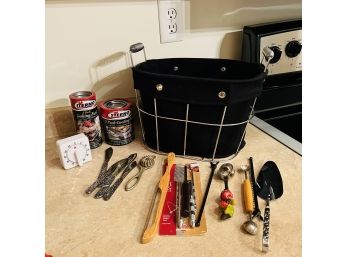 Chrome Basket With Black Liner, Sterno Cooking Fuel And Assorted Kitchen Items (Kitchen)