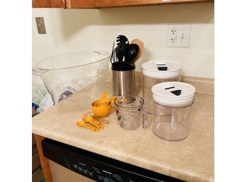 Utensil Holder, Plastic Containers And Measuring Cups (Kitchen)
