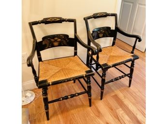 Pair Of Vintage Stenciled Hitchcock Chairs With Fruit Basket Design  (Bedroom 1)