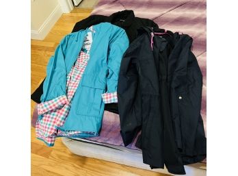 Women's Rain Jackets And Black Quilted Jacket - Size Medium  (Bedroom 1)