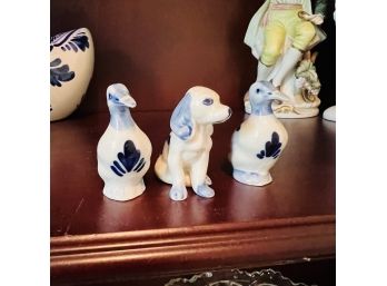 Set Of Three Miniature Figures From Holland - Dog And Geese  (Bedroom 2)