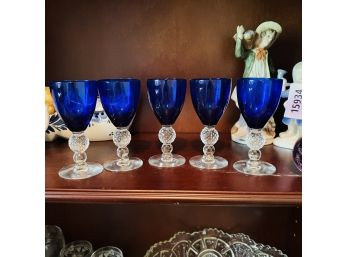 Set Of Vintage Cobalt Blue Short Glasses  (Bedroom 2)