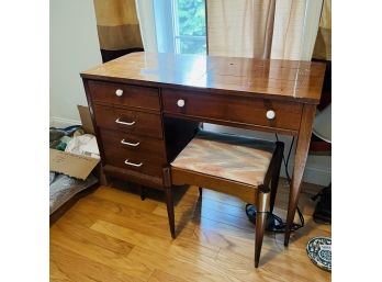 Vintage Singer Sewing Machine In Table With Storage Drawers And Stool - Includes Vintage Supplies (Bedroom 2)
