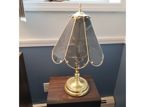Brass Lamp Clear Glass Shade (Downstairs)