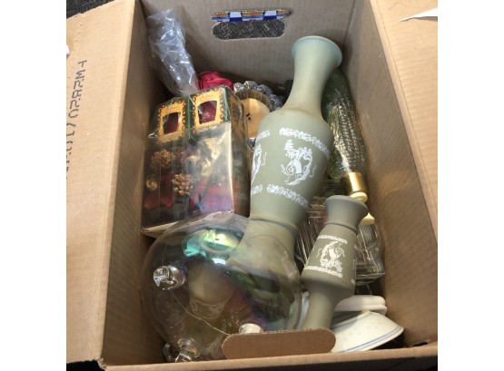 Box Lot: Candles, Ceramics And Glassware (Downstairs)