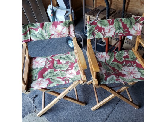 Set Of 2 Folding Wooden Chairs (shed)