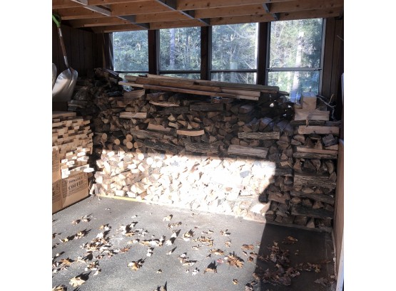 Split And Unsplit Firewood Lot With Kindling