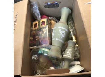 Box Lot: Candles, Ceramics And Glassware (Downstairs)