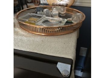 Round Copper Tone Tray (Downstairs)