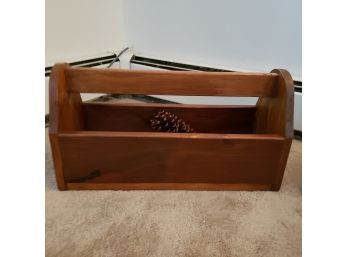 Wooden Tool Box With Pinecones (Living Room)