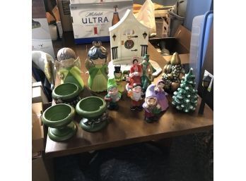 Vintage Ceramic Christmas Village Pieces (Downstairs)