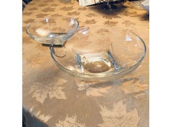 Glass Two-tier Chip And Dip Bowl