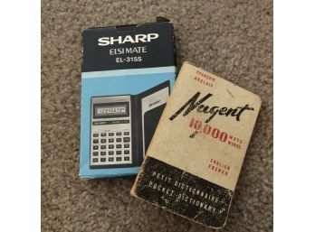 Vintage Sharp Calculator And French/English Pocket Dictionary (Living Room)