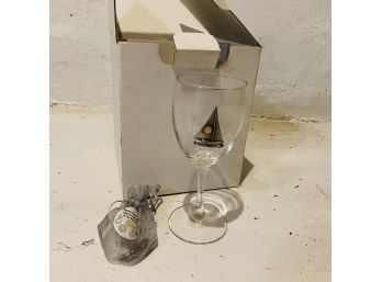 Set Of 4 Sailboat Wine Glasses With Charms (boiler Room)