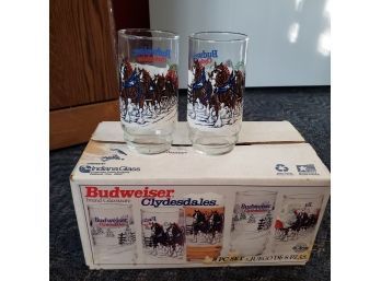Set Of 8 Budweiser Glasses In Box (Downstairs Bedroom)