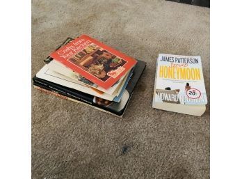 Vintage Cookbooks And One James Patterson Book (Living Room)