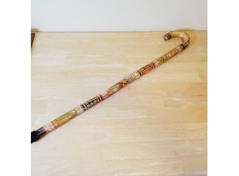 Hand Carved And Painted Walking Cane
