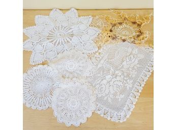 Vintage Hand Made Doilies And Crochet