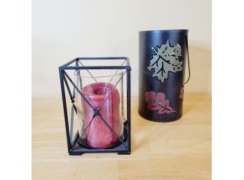 Black Metal Candle Holders. Leaf And Other