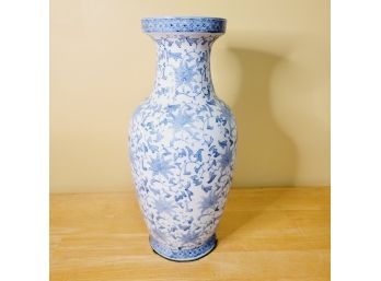 Blue And White 16' Decorative Ceramic Vase