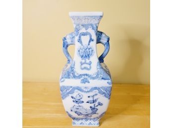 Blue And White Square Decorative Vase