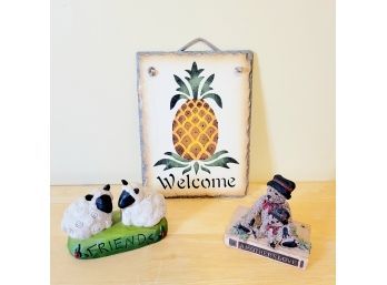 Pineapple Welcome Sign, Boyds Bear And Boston Road Collectible