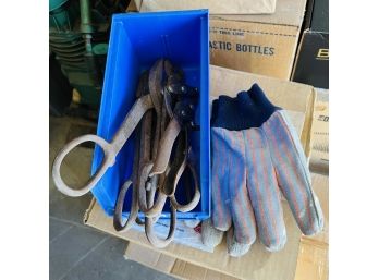 Bin With Pliers, Pruners And Work Gloves (Garage)