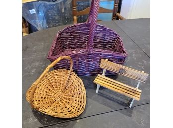 Baskets And Miniture Bench (Kitchen)