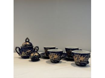 Partial Vintage MCI Japan Blue And Gold Tea Set