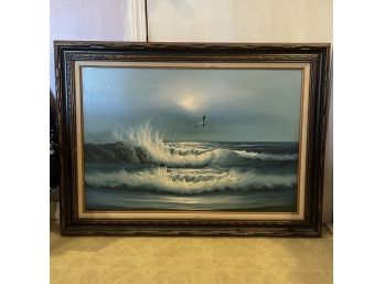 Beautiful Framed Signed Ocean Scene Canvas Print