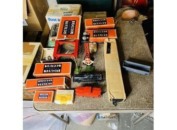 Vintage Lionel Train Lot: Coal Engine (With Coal), Train Cars, Signs And Other Accessories (Basement)