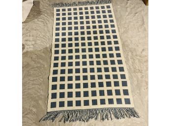 Blue And White Woven Scatter Rug 57'x34' (Basement)