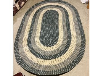 Braided Oval Area Rug In Shades Of Blue 96'x63' (Basement)