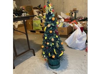Vintage Glitter Fruit Christmas Tree With Elf 35' (Basement)
