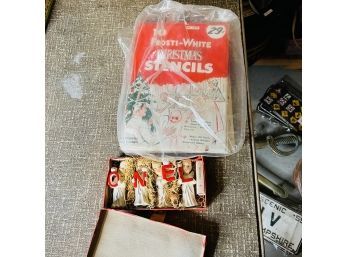 Vintage Noel Angel Candles And Frosti-white Christmas Stencils (Basement *B1)