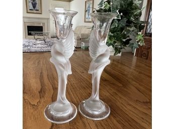 Snow Dove Crystal Candlesticks By Igor Carl Faberge (Dining Room)