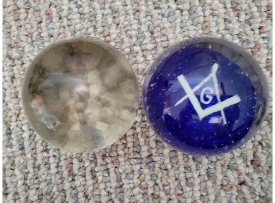 Set Of 2 Art Glass Paperweights (Upstairs Bedroom)