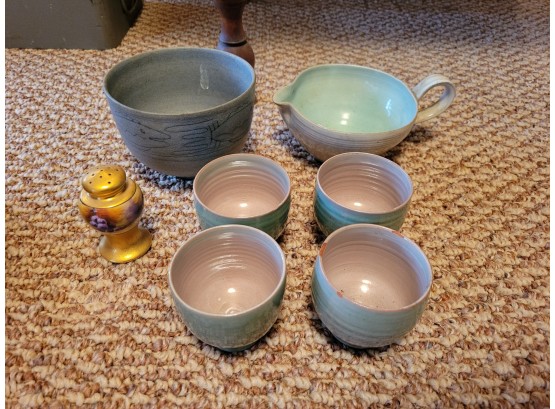 Misc Pottery Pieces And 1 Salt Shaker (Living Room)