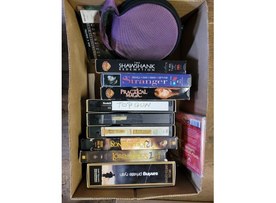 Box Of VHS/DVD/Music CD And CD Case (Room Above Garage)