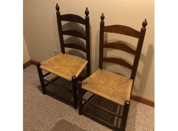 Pair Of Rush Seat Chairs - As Is (Living Room)