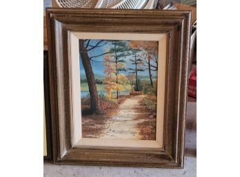 Signed Oil Painting Of A Fall Scene (Garage)