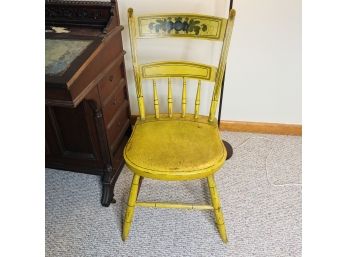Vintage Stenciled Mustard Yellow Chair - As Is (Upstairs)