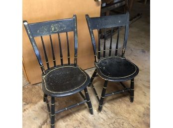 Pair Of Vintage Wood Chairs (Garage Upstairs)